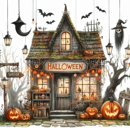MYBISYMQQ Haunted House Stamped Cross Stitch Kit for Adults 13.7x13.7in by Unknown