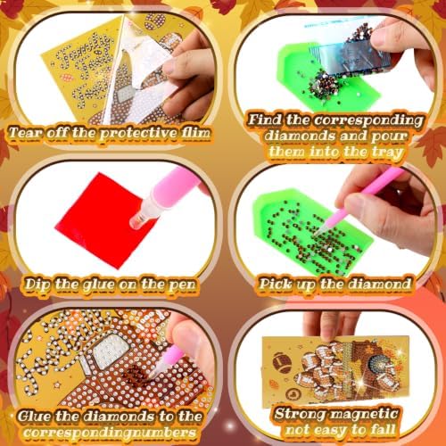 Saillong 12 Pack Fall Football Diamond Painting Greeting Card with Envelope - Image 6
