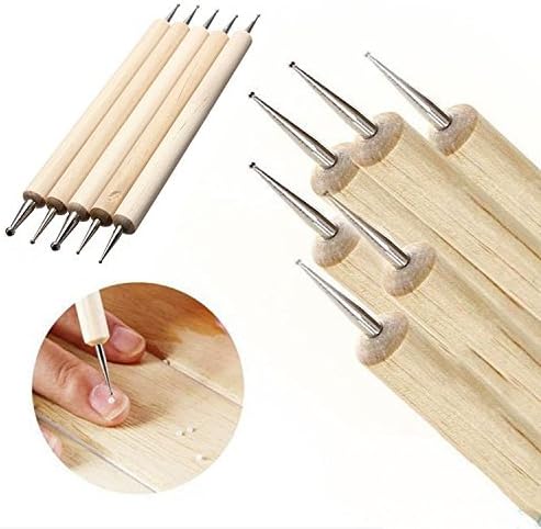 COMIART 5-Piece Dual-Ended Ball Stylus Tool Set - Wooden Handle with Stainless Steel Tips for Clay Sculpting, Embossing, Nail Art, Mandala Rock Painting & Pattern Tracing - Image 4