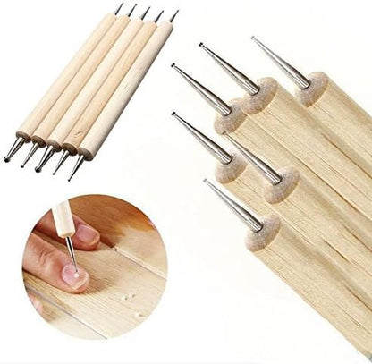 COMIART 5-Piece Dual-Ended Ball Stylus Tool Set - Wooden Handle with Stainless Steel Tips for Clay Sculpting, Embossing, Nail Art, Mandala Rock Painting & Pattern Tracing - Image 4