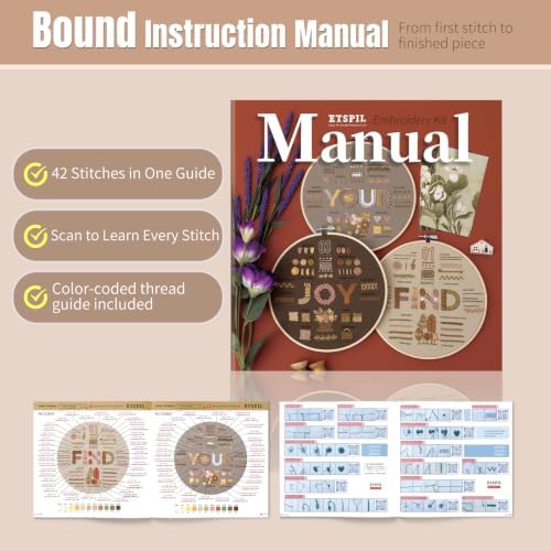 ETSPIL Embroidery Kit for Adults, 42 Stitches, 4K Video, Storage Bag - Image 6