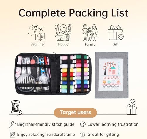 86-Piece Complete Sewing Kit + Illustrated Guide to 106 Embroidery Stitches | DIY Embroidery Kit: A One-Stop Starter Kit to Take You from Beginner to Expert [Portable Embroidery Workshop] - Image 5