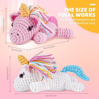 MOREJMTT Crochet Kit for Beginners, Learn to Crochet, Include Easy Knitting Soft Yarn, Step-by-Step Video Tutorial, Hook, Holiday Birthday Gift for Adults (​Unicorn​) - Image 5