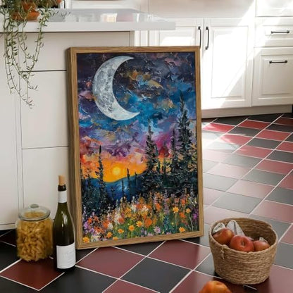 2 Pack Moon Paint by Numbers Kit for Adults Framed Canvas, Frameworkless - Image 4