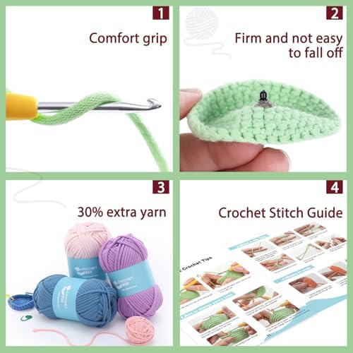 CrochetBox Highland Cow and Frog Crochet Kit for Beginners, 2 PCS Set - Image 5