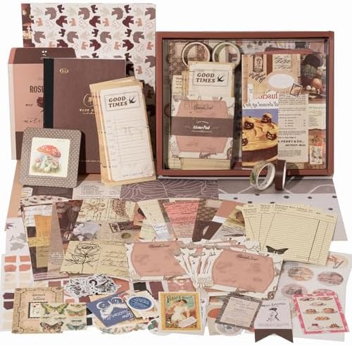 YagCu 348 Pcs Scrapbooking Kit, Vintage Junk Journal Supplies for Adult, Large Collection Journal and Scrapbook Set, Bullet Journals Materials, Journaling Arts Craft Beginner by YagCu