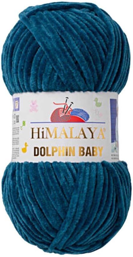 3 Skein/Pack Himalaya Dolphin Baby Chenille Yarn, Each Ball 100 gr (3.5 oz), 120 m (132 Yards), 100% Polyester, Super Bulky Baby Blanket Velvet Amigurumi Yarn, 80348 - Emerald