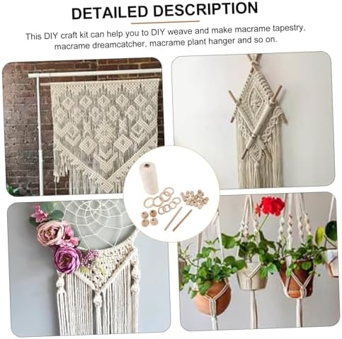 Vaguelly DIY Macrame Kit Cotton Cord and Wood Beads 1 Set for Beginners Handmade Tapestry Craft Supplies for Home Decor - Image 7