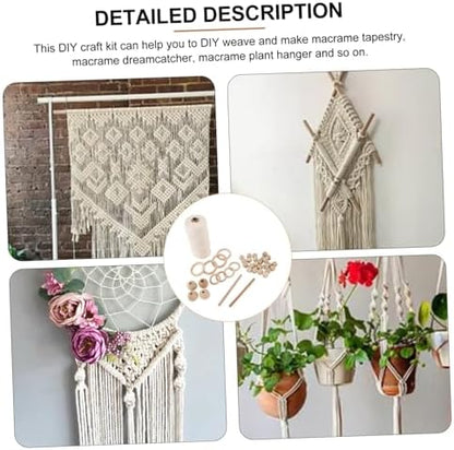 Vaguelly DIY Macrame Kit Cotton Cord and Wood Beads 1 Set for Beginners Handmade Tapestry Craft Supplies for Home Decor - Image 7