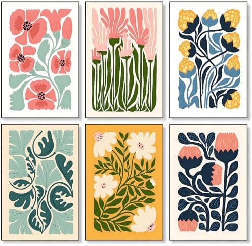 Okarina 6 Pack Paint by Numbers Kit for Adults & Beginners, Flower Designs by Okarina