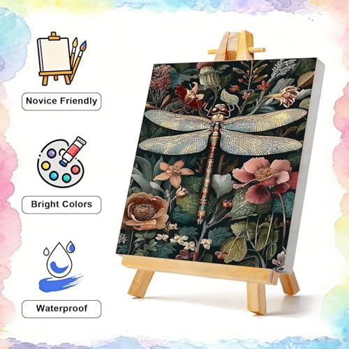 TBAIRO Framed Paint by Numbers Kit for Adults Beginner Dragonfly DIY Painting Kits for Adults Animals Easy Adult Paint by Number Kits on Canvas for Wall Art Decor 8x12 Inch - Image 2