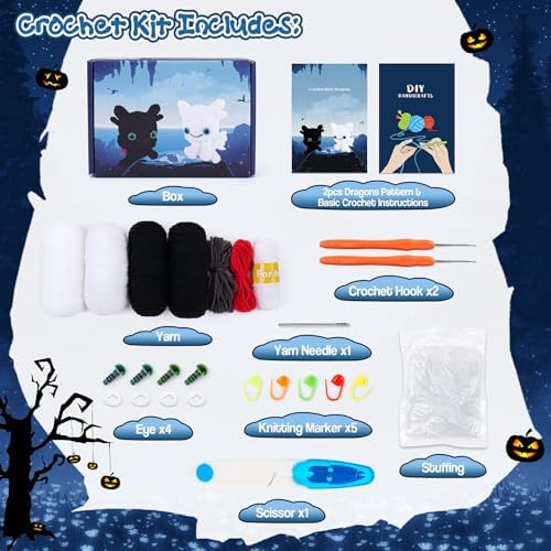 2PCS Dragons Crochet Kit for Beginners Crochet Starter Kit for Adults - Image 2