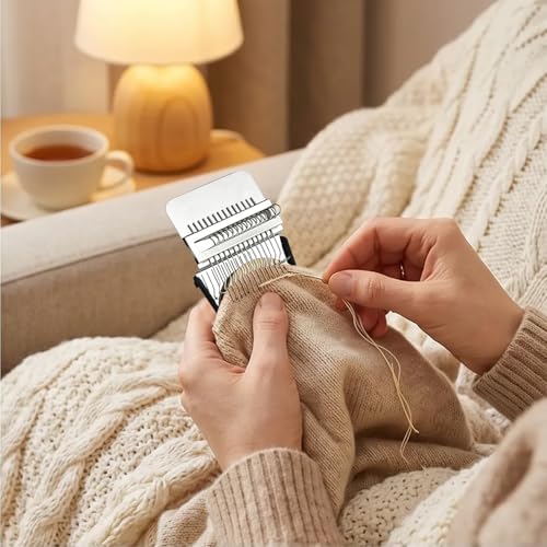shuielai Knit Patch Kit, Mini Portable Darning Loom with 30 Color Threads 10 Needles, Sewing Repair Tool for Beginners Craft Enthusiasts, Fix Holes on Socks Clothes Jeans - Image 5