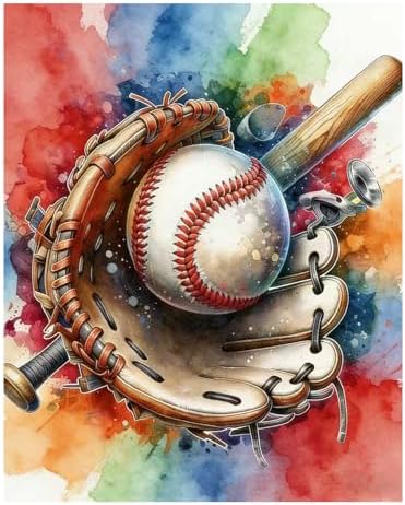 Reivworl Baseball Paint by Numbers Kit for Adults Beginner, 16" Wx20 L Baseball Paint by Number for Adult, Acrylic Painting Kits with Canvas for Gifts and Wall Decor by Reivworl