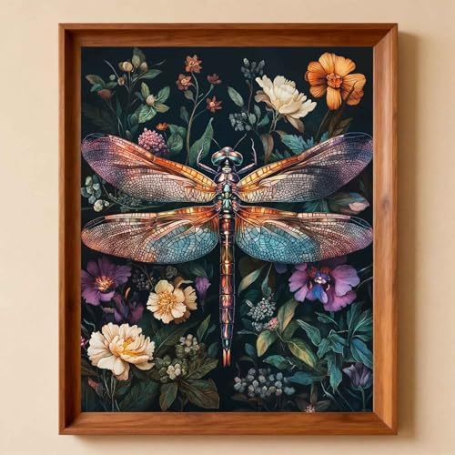 Amphol DIY Paint by Numbers Kit for Adults Beginner - 16”x20” Vintage Dragonfly DIY Paint by Numbers on Canvas, Oil Painting Kit for Home Decor, Creative Stress Relief Art Project (Without Framed) - Image 2