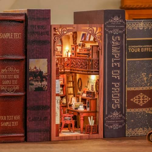 CUTEBEE Book Nook Kit - DIY Miniature House Kit for Adults and Teens, Dollhouse Booknook Tiny House Model Build Bookshelf Decor, Gifts for Family, Friends - Image 6