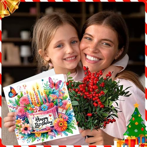 ACSAUMMY Diamond Art Happy Birthday Cards, 6 Pack 5D Diamond Greeting Cards Kits for Adults DIY Diamond Art Birthday Cards with Envelopes Birthday Gifts for Families, Friends, Partners - Image 3