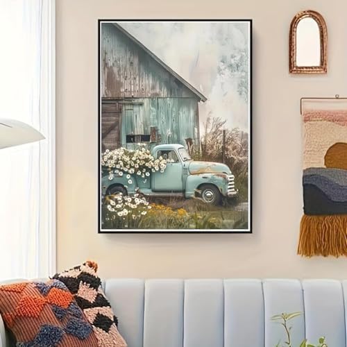 Truck and Barn Paint by Numbers Kit for Adults Framed Canvas, Frameworkless - Image 4