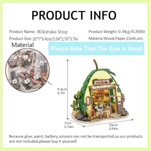 Dollhouse Miniature DIY House Kit,Mini 3D Wooden Doll House Craft Model with LED Creative Room Perfect DIY Gift for Friends, Lovers and Families (Milkshake Shop) - Image 6