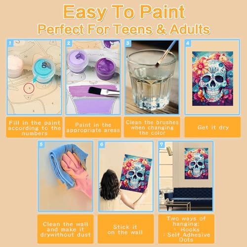 Meothan Framed Paint by Numbers Kits for Adults 12x16in with Wooden Easel - Image 5