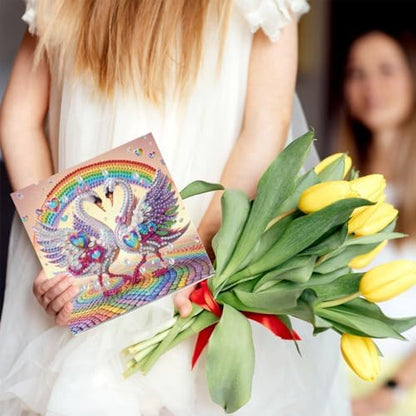 jinglinhh 6pcs Rainbow Pink Swan Diamond Art Painting Greeting Cards with Envelopes, DIY Card Making Kits for Adults, Diamond Art Postcards Christmas Cards Craft Gifts - Image 5