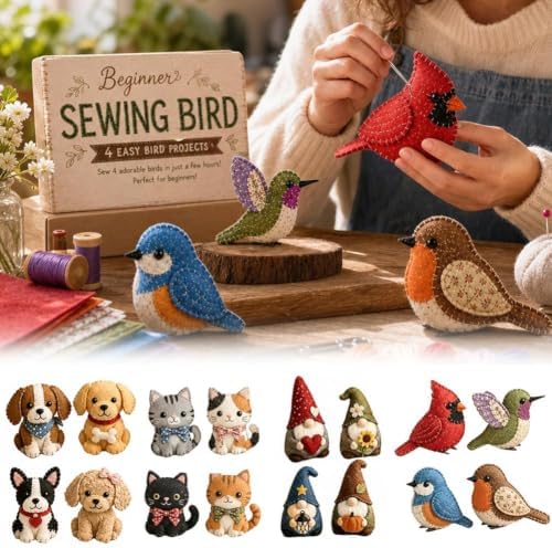 DIY Fabric Animal Craft Kit, 3D Cute Patchwork Sewing Set for Adults and Beginners, Stitch Your Own Whimsical Patchwork Sewing Set for Making Ornament,Handmade Art Holiday Gift Keychain (B-set) - Image 7