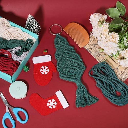 FREEBLOSS 4 Set Macrame Christmas Tree Kit With 4 Colors Cotton Cords, DIY Kit With Instruction, Ornaments for Christmas Tree Decor for Adults (DK-FB0005-24-US35) - Image 3