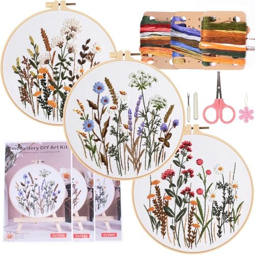 COCOMOX Floral Embroidery Kit for Beginners, Cross Stitch Practice Kits by COCOMOX
