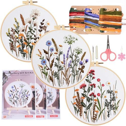 COCOMOX Floral Embroidery Kit for Beginners, Cross Stitch Practice Kits by COCOMOX