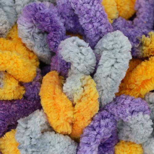 JubileeYarn Fun Finger Loops Yarn - Purple Grey Yellow - 1 Skein - Image 2