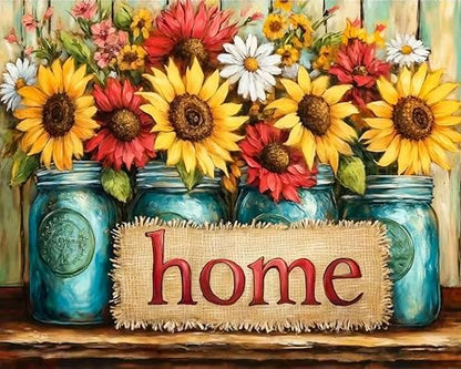 Paint by Numbers Kit for Adults, Sunflower & Home Design, 16x20 Inch by Okarina