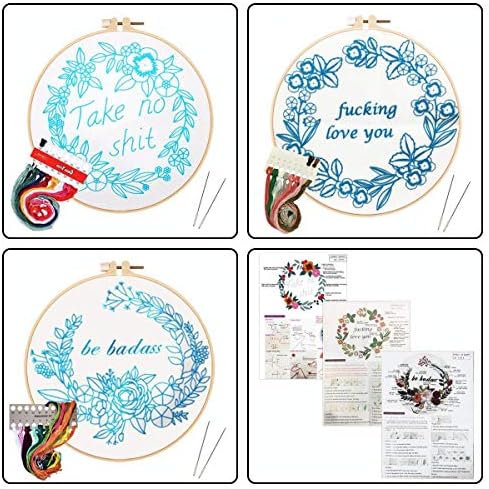 Louise Maelys 3 Pack Embroidery Kit for Beginners, Funny Quote Art - Image 2
