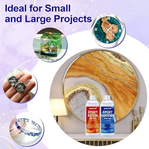 JANCHUN Crystal Clear Epoxy Resin Kit 2 Gallon, Bubble-Free, Anti-Yellowing, Self Leveling Easy Mix 1:1 Coating and Casting Resin for Table Top, Molds, Tumbler Crafts, Painting, Jewelry, DIY Gifts - Image 5