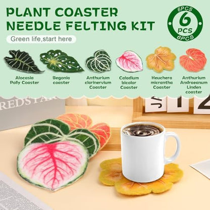 OEHPICC Needle Felting Kit, 6 Pcs Leaf Coasters Needle Felting Starter Kit - Image 6