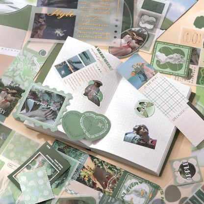 Scrapbook Photo Album Supplies Kit with Tweezers and Glue Tape, Aesthetic Vintage Junk Journal Large Scrapbooking Paper, Sticker Pack, Notebook Craft Supplies, DIY Gift for Adult Men Women (Island) - Image 2