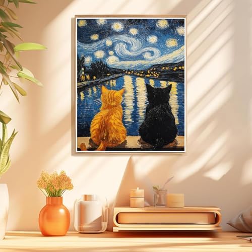 Van Gogh Black Cat Paint by Numbers Kit for Adults Beginner (Without Frame) - Image 3