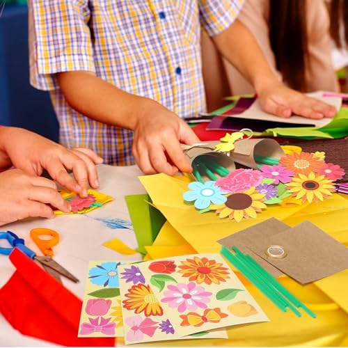 Motipuns 48 Set Flower Bouquet Craft Kit DIY Flower Mother's Day Paper Crafts Floral Bouquet Gifts Teacher Thankful Making Kit for Mothers Day Graduation Classroom Decoration Home School Activity - Image 5