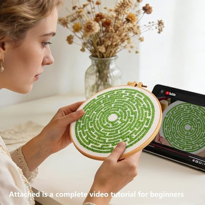 Maze Embroidery Kits for Beginners Adults Funny Hand Embroidery Art Kits, Cross Stitch Kits for Beginners DIY Craft Kits for Adults Women, Entire Set of Embroidery Supplies【Full-length Video Tutorial】 - Image 3