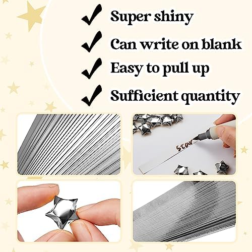 Kigeli 1000 Sheets Origami Star Paper Strips,Silver,Solid Style - Image 6