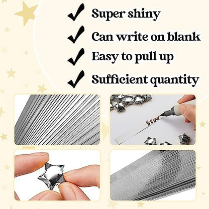 Kigeli 1000 Sheets Origami Star Paper Strips,Silver,Solid Style - Image 6
