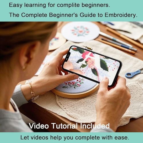 Harimau Letter K Pattern Embroidery Kit for Adult Beginners, Complete Starter Pack with 1 Hoop, Needles, Instruction Guide & Embroidery Stitch Video Tutorials - Image 4