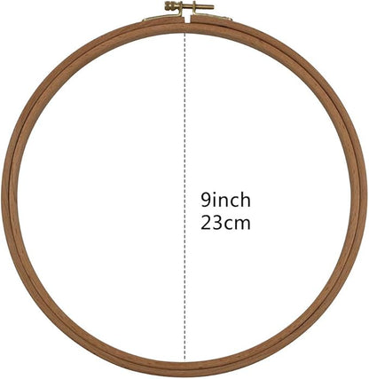 2 Pack 9 Inch Wood Embroidery Hoop, Guofa 23CM Beech Wood Cross Stitch Hoops, Hanging Hoop Frame for Decoration