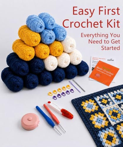 Kitcroet Granny Square Blanket Crochet Kit for Beginners, Easy Crochet Kit - Image 6