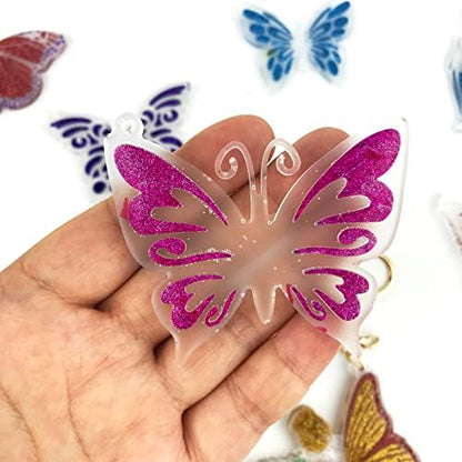 ID Tags for Butterfly Keychain Key Rings Earrings Silicone Resin Mold Varieties Butterflies Shaped Epoxy Silicone Casting Molds for Pendant Ornament, 3D DIY Making Keychain Decor Crafts - Image 2