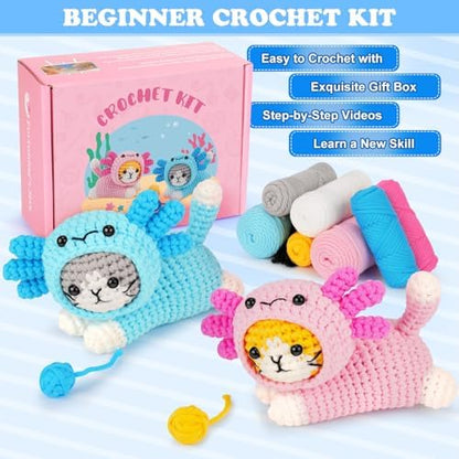 Crochet Kit for Beginners, Axolotl Beginner Crochet Kit for Adults Kid - Image 5