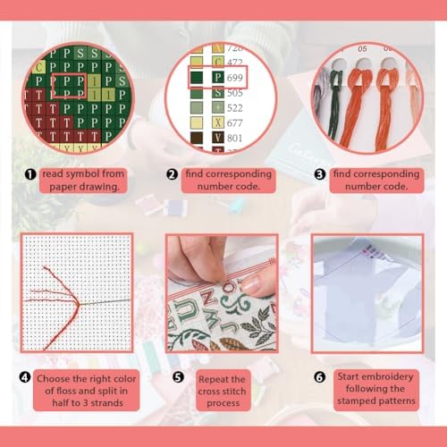 FREEBLOSS 11CT Cross Stitch Kit Stamped Cross Stitch Craft Kit with Stitching Guide for Beginners Glass Retro Folk Pattern Embroidery Set Crossstitch Wall Hanging Set 15.7x19.7inch - Image 4