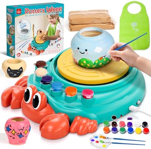 Lehoo Castle Pottery Wheel for Kids, Complete Pottery Arts and Crafts for Kids Ages 8-12 with Air Dry Clay Painting Kit Sculpting Tools, Art Supplies for Girls Boy Birthday Gift for Ages 6+ by LehooCastle