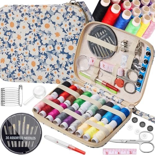 Daisy Sewing Kit Printing Sewing Kit,Professional Sewing Supplies for Adults, Zipper Sewing Needles Set, 87 PCS Travel Sewing Accessory for Emergency, Home - Image 6