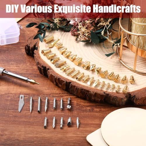 Lothee 43 Pcs Wood Burning Tips Kit, Wood Burning Letters Numbers Alphabet Stamps Stencils Templates for Stippling Embossing Branding Crafts Personalization Tools Gift for Dad(Different Shape) - Image 4