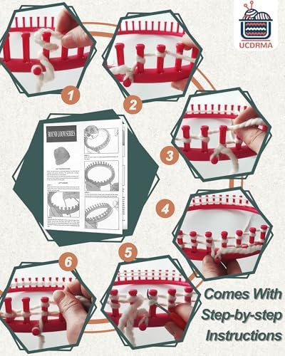 UCDRMA Knitting Looms for Beginners, Crochet Loom Knitting Kit with Step-by-Step Instructions, Cost-Effective 3 Size Round Knitting Loom, Easy & Quick Hat Knitting Loom Set/Scarf Loom Knitting Set - Image 4